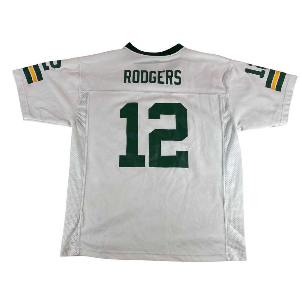 NFL Team Apparel Green Bay Packers Aaron Rodgers 12 Youth XL White Away Jersey - Picture 2 of 8